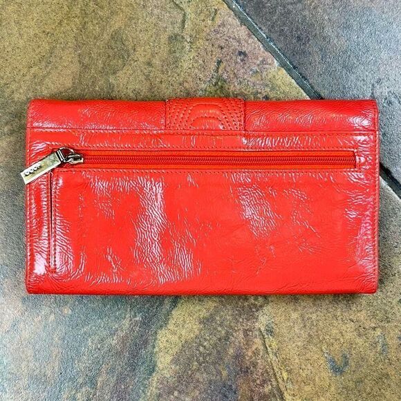 Hobo International Patent Leather Coral Clutch Wallet Purse - Picture 4 of 11